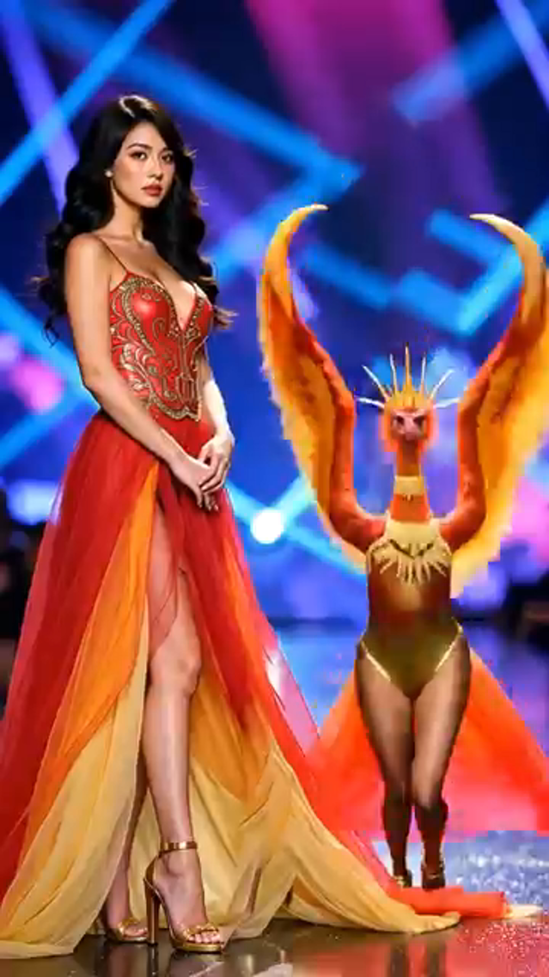 Cosmic Enchantment: She Transforms Into a Wild Celestial Bird Live on Stage
