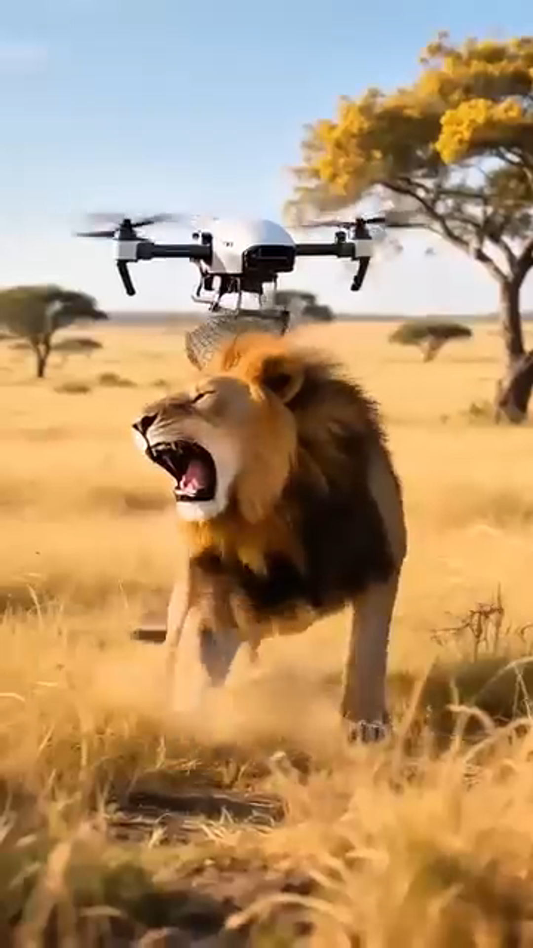 The Drone vs. The Lion: When Technology Takes on the Wild 🦁💥