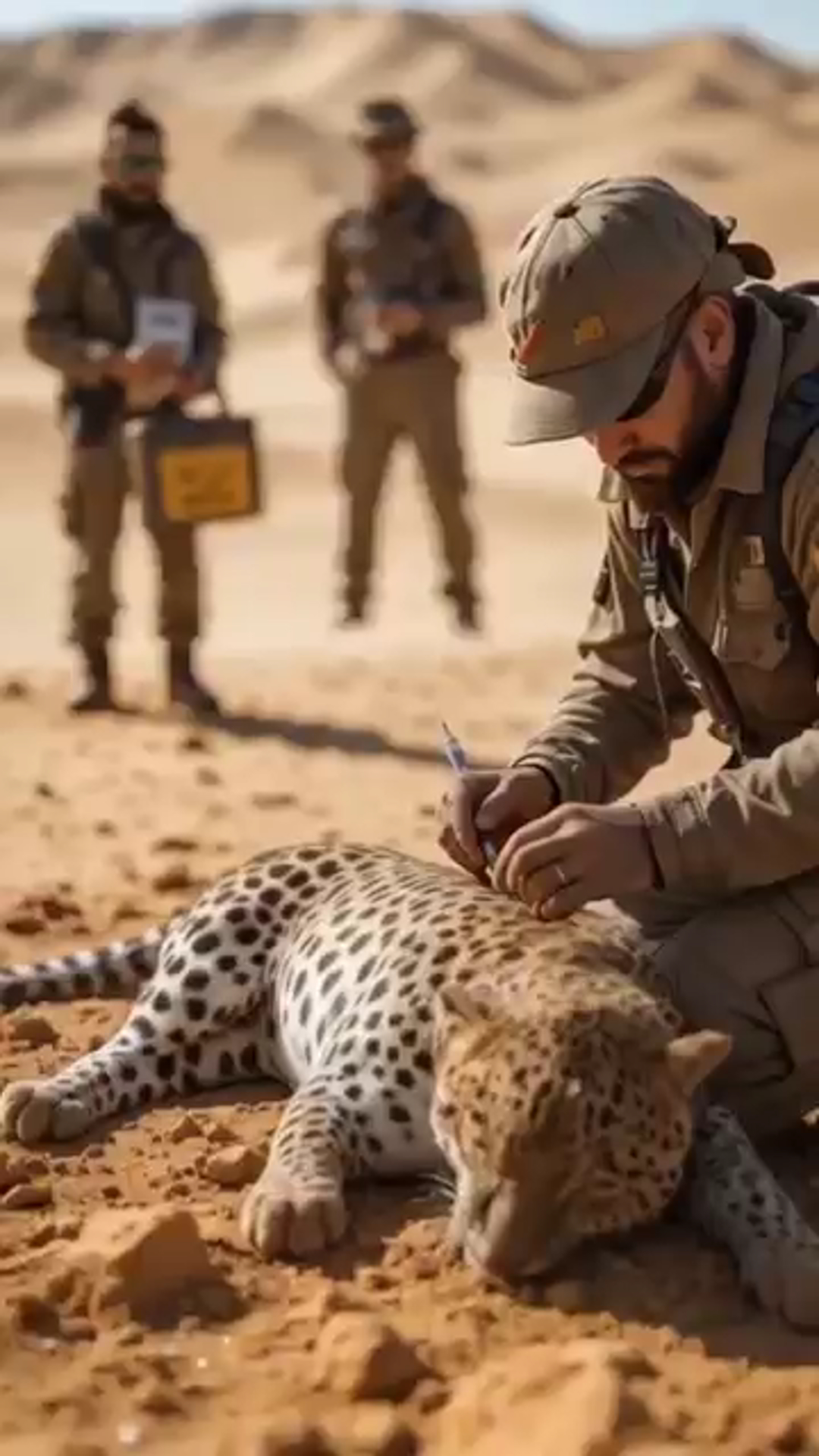 Dramatic Leopard Rescue: Heroic Team Saves Mother and Cubs in the Desert 🐆🏜️