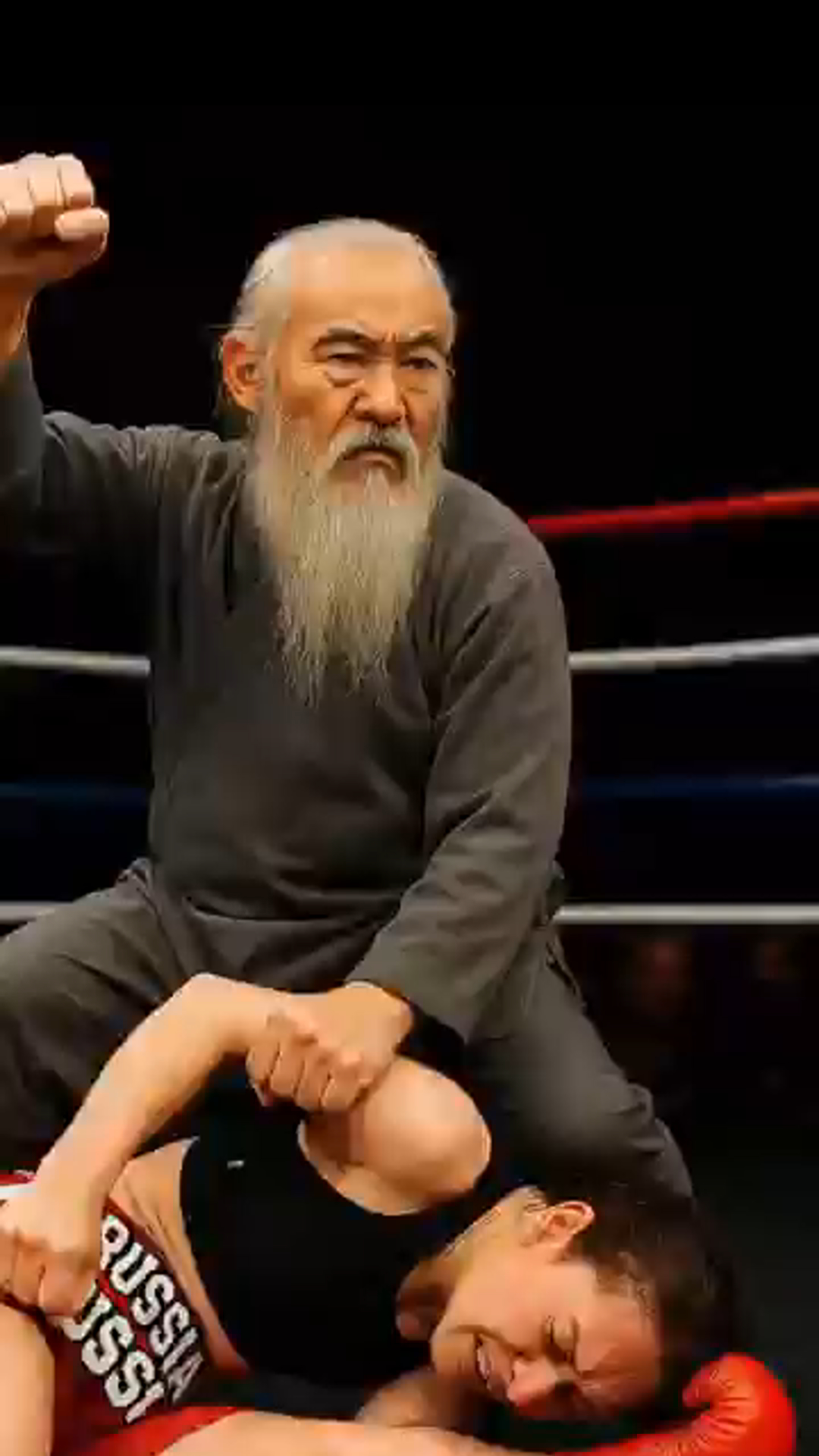 Kung Fu Grandpa Takes Revenge After Low Blow from Russian Fighter