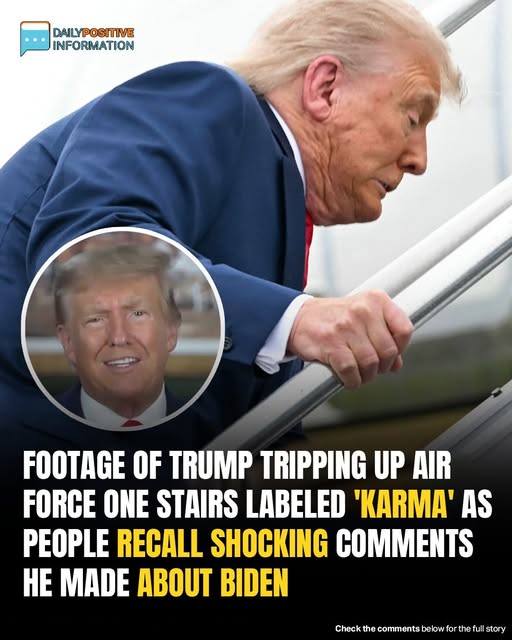 Trump Stumbles Up Air Force One Stairs—Social Media Reacts Following His Previous Criticism of Biden
