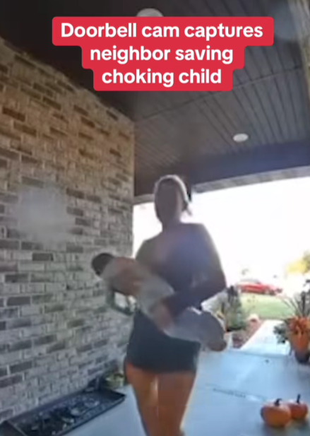 Hero Neighbor Saves Baby From Choking to Death – Doorbell Cam Captures the Heart-Stopping Moment 
