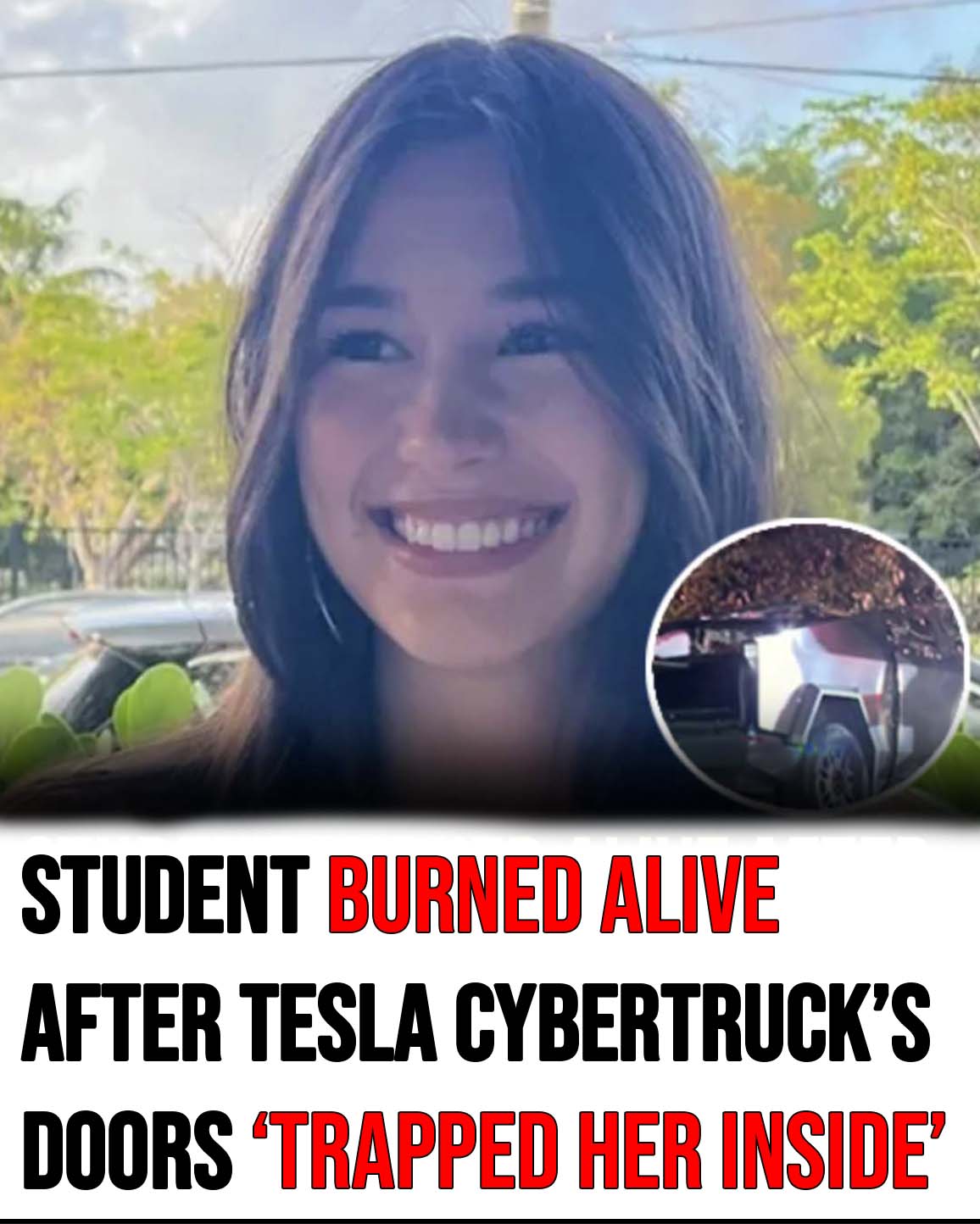 Student ‘burned alive’ after being trapped by her Tesla