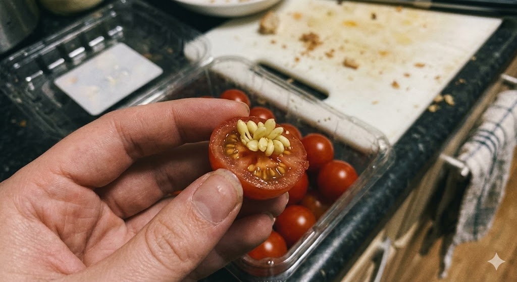 Woman Shocked After Cutting Open Grocery Store Tomatoes and Finding Something Growing Inside